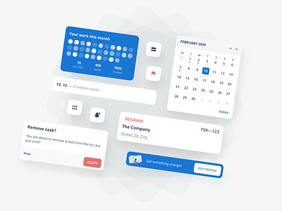 UI elements for an upcoming project app button buttons buzz calendar components design element elements modal task todo ui web