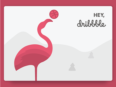 Hello, Dribbble! debut dribbble flamingo hello mountains
