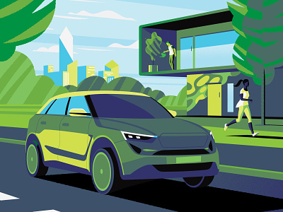 Trust Magazine – Hydrogen cars architecture car carbon neutral clean energy climate editorial electric vehicle green hydrogen illustration landscape