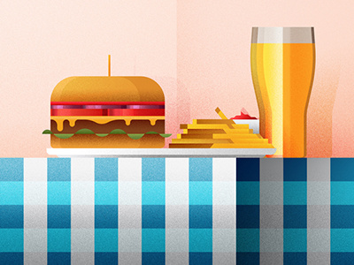 Burger & Beer food and drink. geometric illustration textured