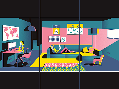 Essential Living – Plug & Play apartment illustration ipad jaws mac tv
