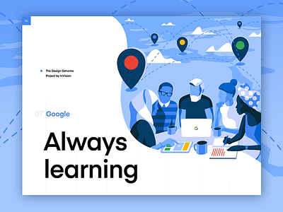Google | The Design Genome Project blue design design genome education grid illustrations product product illustration report typography ui user interface