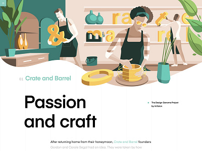 Crate and Barrel | The Design Genome Project crate and barrel design education grid illustrations natural product product homeware typography ui user interface vector