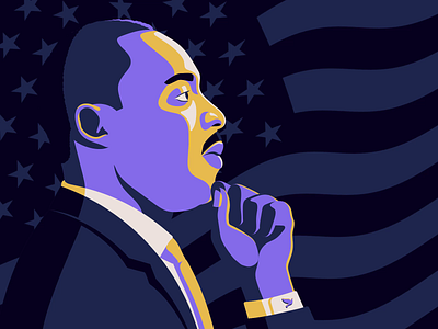 Martin Luther King Jr Day animation dream flag inclusivity justice martin luther king mlkd peace portrait purple shadow yellow
