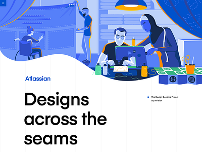 Atlassian | The Design Genome Project blue collaboaration design education icons illustration product illustration sewing thread vector