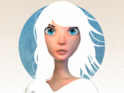 White Haired 3d character girl zbrush
