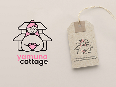 Yamuna Cottage - Brand Identity Design branding cottage logo creative design graphic design guest house logo hotel logo illustration logo logo design love minimal mother mother logo