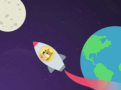 TO THE MOON cryptocurrency galaxy illustration moon space