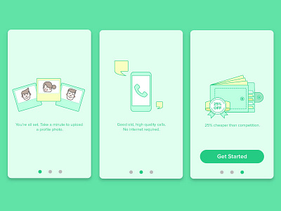 Onboarding call character illustration ios minimal mobile money onboarding picture screens ui wallet