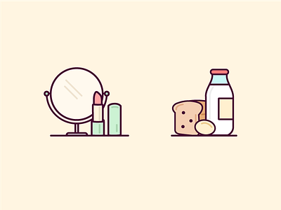 Icon exploration beauty bread breakfast delivery egg grocery icon milk minimal mirror shopping ui