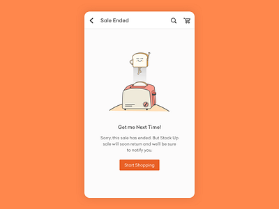 Empty State - Sale Ended bread empty state error error state grocery illustration market minimal mobile toaster ui ux