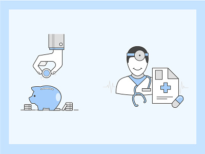 Illustrations For Various Schemes bank doctor icon illustration medical minimal money plans saving ui