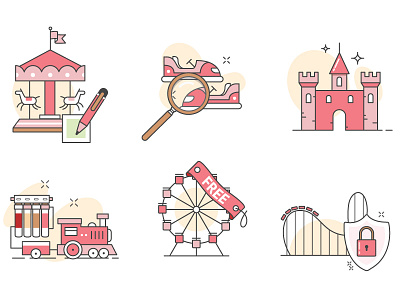 Iconography fintech icon iconography illustration minimal park project quirky ride train ui web