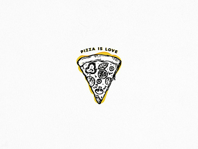 Pizza is love badge black and white food illustration illustration pins pizza pizza illustration sticker vector vector illustration