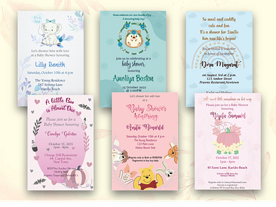 Baby Shower Invitations baby shower design graphic design illustration invitation