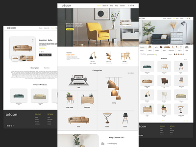 Furniture Shop Website Design - Landing Page Design - Décor 3d branding design graphic design home page design illustration lamding page for furniture shop landing page landing page design logo motion graphics page design post design shop design website ui vector website design