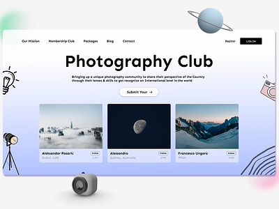 Landing Page Design | UI UX | Photography Club