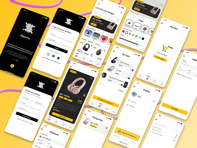 E-Commerce App Design | UI/UX | Electri'e android app design app store design headset store app design ios app design iphone store design mobile app design shopping store app design shopping store design ui uiux ux