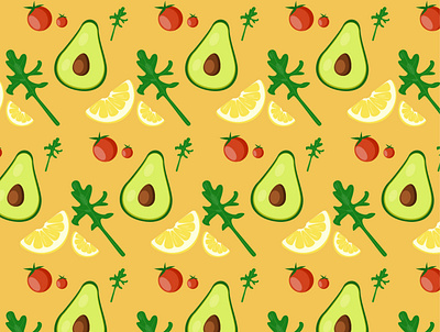 Pattern avocado illustration illustrator lemon pattern tomato