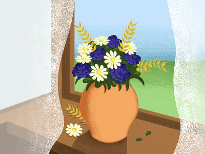 Wildflowers flowers illustration vector wildflowers window