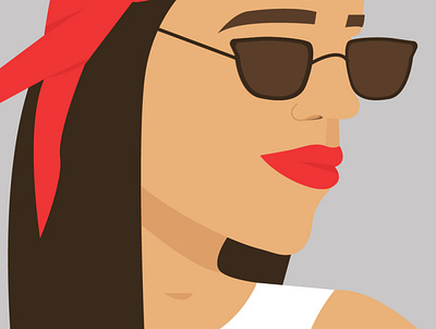 Girl with red lips girl glasses graphic design illustration kerchief lips red redlips sunglasses vector
