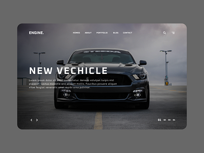 Engine - Car Landing Page car clean company concept dark design engine ford hero landing page mustang ui ui design ux ux design vehicle website