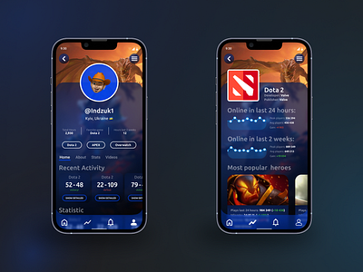 Gaming Stats app concept UI