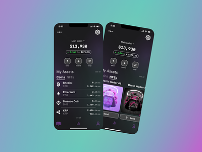 Crypto wallet | Coins and NFT`s app design ui ux