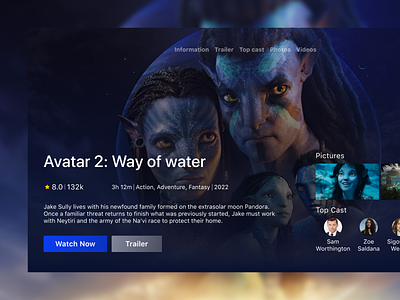 Avatar 2 | Hero section Netflix inspiration app design movie netflix ui ux