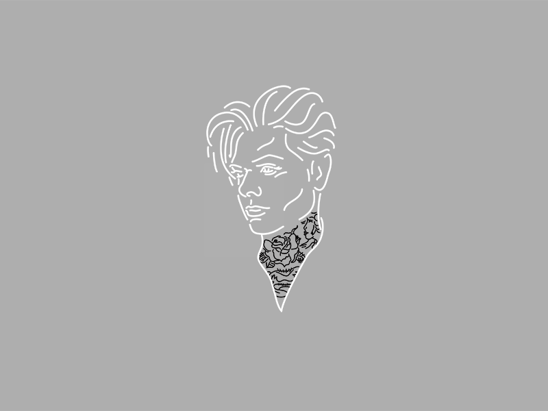 Ride or Die animation greyscale hair illustration neon portrait tattoo typography