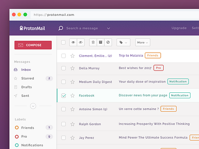 ProtonMail Theme app application email inbox mail mailbox proton protonmail ui ux