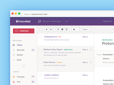 ProtonMail Theme app application email flat mail mailbox proton protonmail ui ux