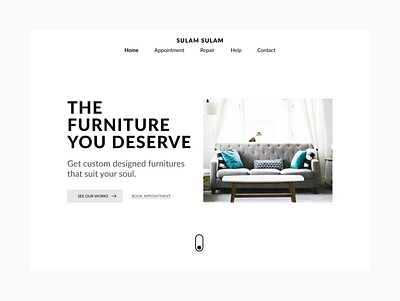 Landing page design for a designer furniture company furniture landing page ui web design webdesign white