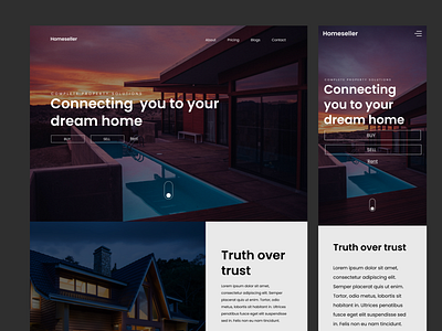 Landing Page design for a real estate company design houses realestate ui web design