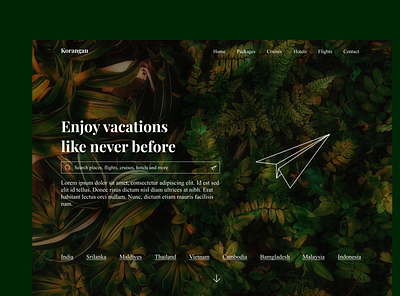 Landing page for a travel company design flights hotels travel tropics ui web design