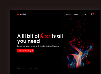 Landing page for a food spice e commerce company black dark design ecommerce food food ecommerce inspirations landing page red spice ui web design