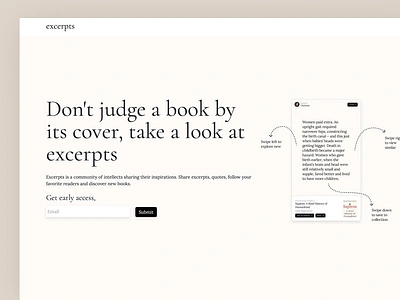 Prelaunch Landing Page for a Book Excerpts App app appstore book books boos design excerpts idea validation landing page playstore prelauch reading ui web design