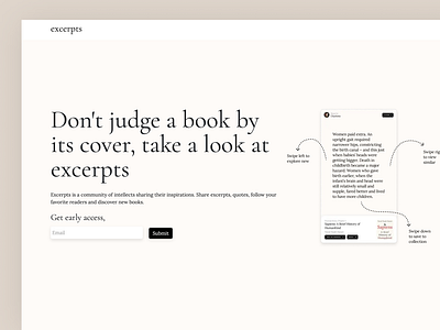 Prelaunch Landing Page for a Book Excerpts App