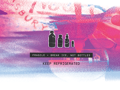 Break Ice, Not Bottles bottles broken glass cocktails fragile gradients magenta packaging shatter