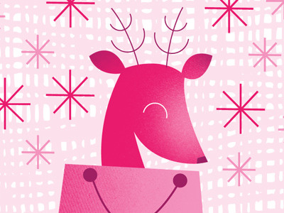 Deer Christmas Card cute deer feminine gift pink stag texture