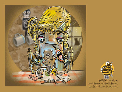 Coffee Connection cellphone childrens illustration coffee coffee cup digital art drawing illustration phone