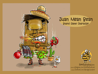 Juan Mean Bean boardgame boxing boxing gloves characterdesign childrens illustration digital art drawing hot illustration mexican taco