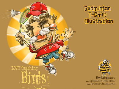Badminton guy badminton characterdesign childrens illustration digital art drawing illustration tshirt