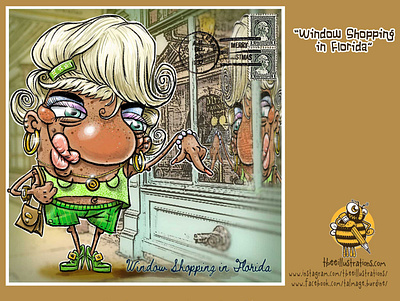 Window Shopping in Florida bignose characterdesign childrens illustration digital art drawing florida illustration shopping windosshopping window