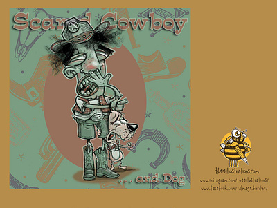 Scared Cowboy and Dog afraid characterdesign childrens illustration cowboy digital art dog drawing fear illustration scared
