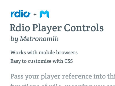 Rdio Music Player Controls blue custom dev metronomik music player rdio tools