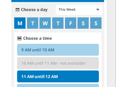 Date & time picker blue calendar choose clean control date flat grey picker simple time week