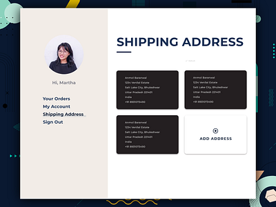 Shipping Address dashboard design layout minimal typography ui ux