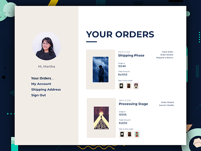 My Orders dashboard layout minimal modern design typography ui ux web design