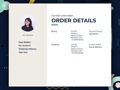 Order Details dashboard design layout minimal typography ui ux web design